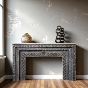 Console Grey Colour with Old Wood