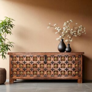 Brass Design Console With Storage