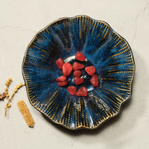 Blue Flower-Shaped Ceramic Bowl