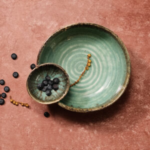 Turquoise Bowl with Dip